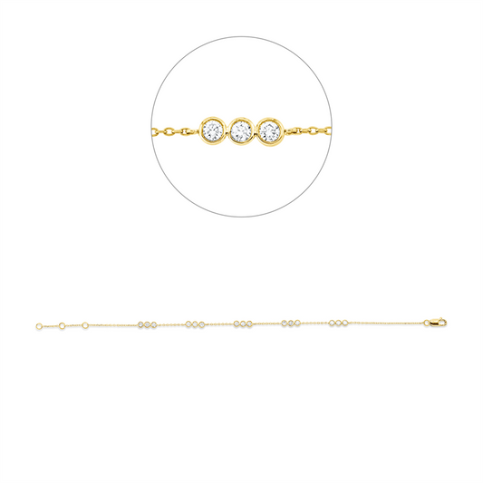 Armband 18 kt GG, 15 Brill. 0,50 ct, TW-si