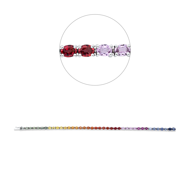 Armband 14 kt WG, 40 Saphire 9,47 ct fancy
