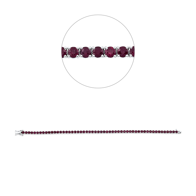 Armband 18 kt WG, 54 Rubine 5,28 ct rot