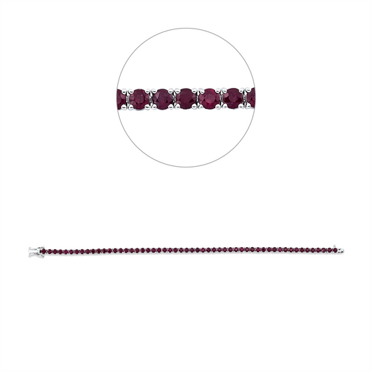 Armband 18 kt WG, 54 Rubine 5,28 ct rot