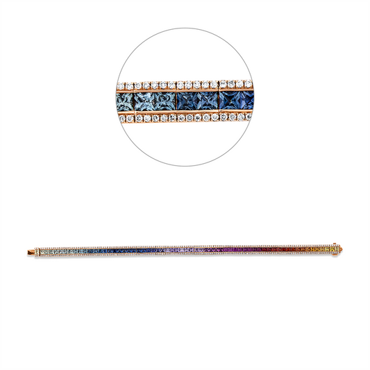Armband 18 kt RG, 314 Brill. 1,15 ct, TW-si, 63 Saphire 6,20 ct fancy