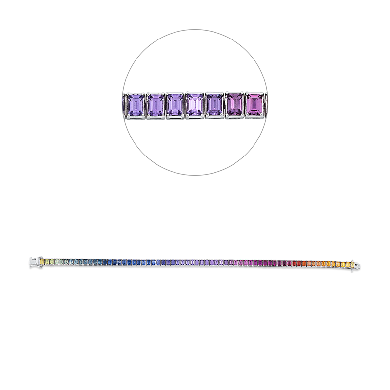 Armband 18 kt WG, 63 Saphire 9,86 ct fancy