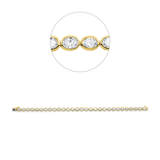 Armband 18 kt GG+WG, 13 Oval 2,52 ct, TW-si, 16 Oval 2,74 ct, TW-si