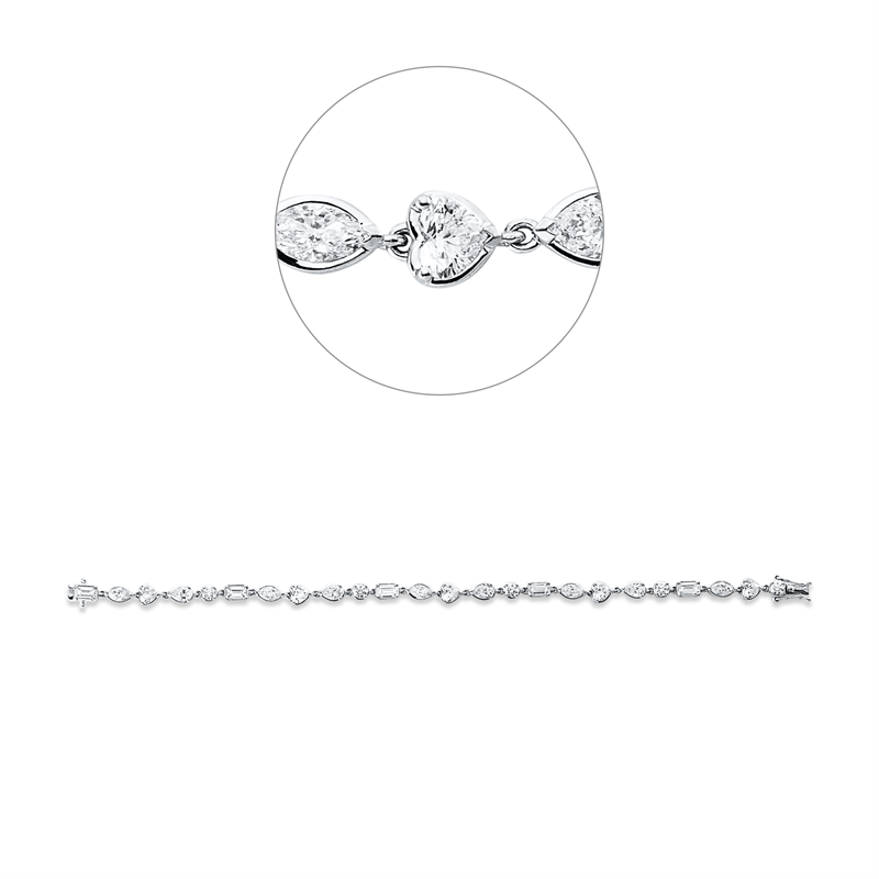 Armband 18 kt WG, 19 Fant-Schl  3,78 ct, TW-vsi, 5 Brill. 0,53 ct, TW-si