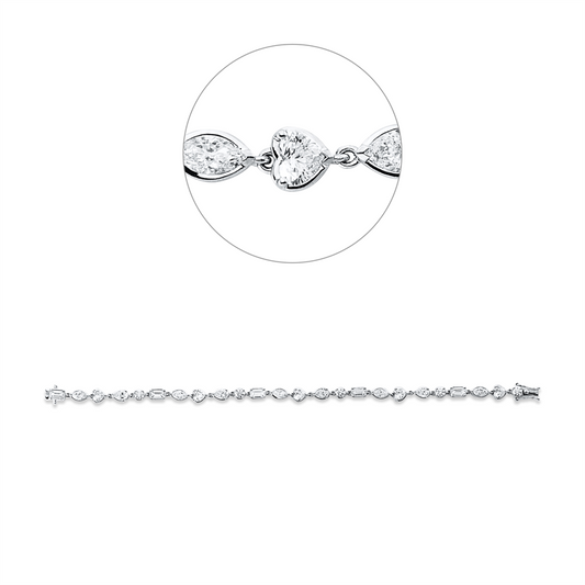 Armband 18 kt WG, 19 Fant-Schl  3,78 ct, TW-vsi, 5 Brill. 0,53 ct, TW-si