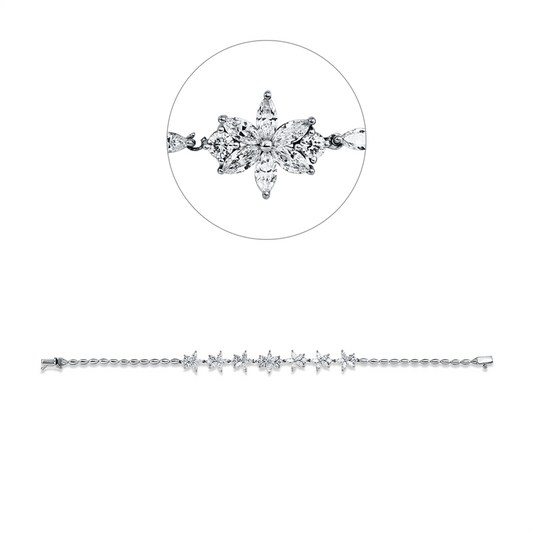 Armband 18 kt WG, 36 Nav. 2,08 ct, F-vsi, 8 Brill. 0,40 ct, F-si