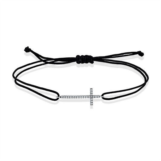 Armband 18 kt WG, schwarzes Band, 23 Brill. 0,11 ct, F-si