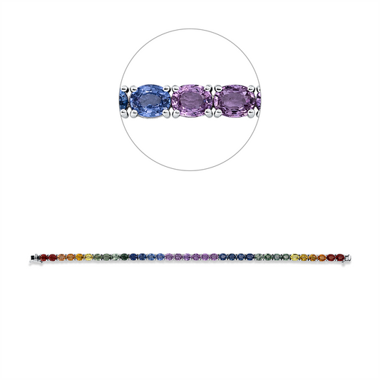 Armband 18 kt WG, 34 Saphire 14,53 ct fancy