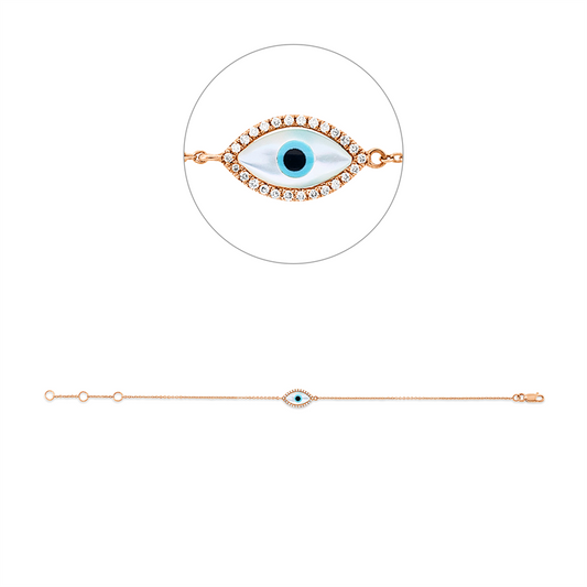 Armband 18 kt RG, mit ZÖ 16,5 cm, 26 Brill. 0,08 ct, TW-si, 1 Perlmutt 0,66 ct weiß