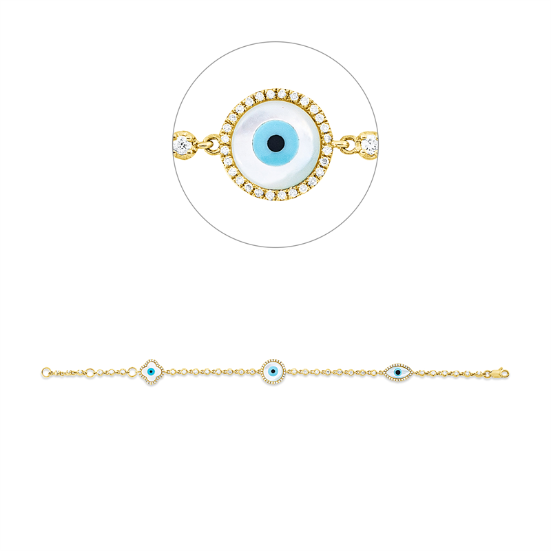 Armband 18 kt GG, mit ZÖ 16,5 cm, 110 Brill. 0,84 ct, TW-si, 6 Perlmutt 5,59 ct weiß