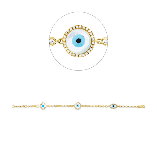 Armband 18 kt GG, mit ZÖ 16,5 cm, 110 Brill. 0,84 ct, TW-si, 6 Perlmutt 5,59 ct weiß