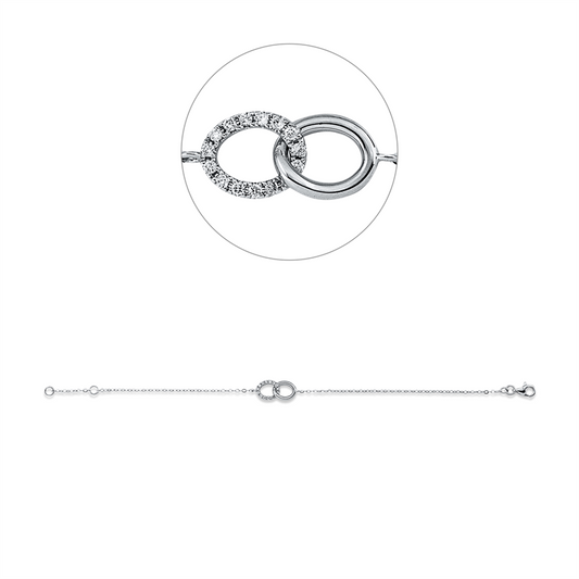 Armband 18 kt WG, mit ZÖ 15,5 cm, 15 Brill. 0,09 ct, TW-si