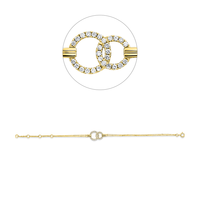 Armband 18 kt GG, 28 Brill. 0,24 ct, W-si