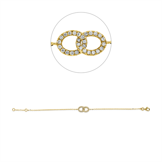 Armband 18 kt GG, mit ZÖ 15.5 cm, 30 Brill. 0,17 ct, TW-si