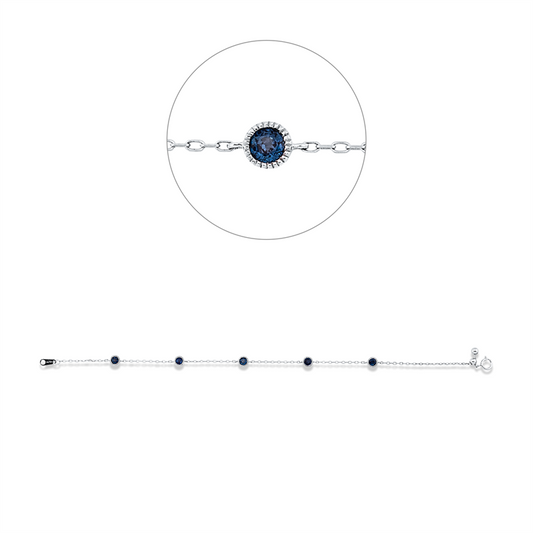 Armband 18 kt WG, 5 Saphire 0,90 ct blau
