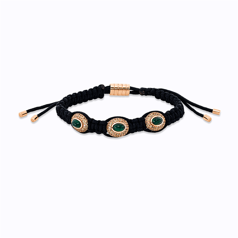 Armband 18 kt RG, 6 Brill.0,04 ct, W-si, 3 Smaragde 1,67 ct grün, 126 Saphire 0,81 ct gelb