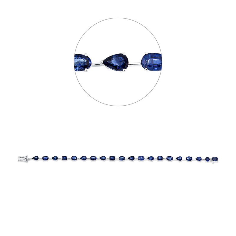 Armband 950 Pt WG+P950, 20 saphire 10,69 ct, blau