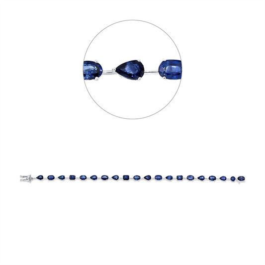 Armband 950 Pt WG+P950, 20 saphire 10,69 ct, blau