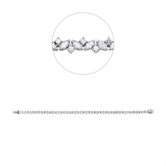 Armband 950 Pt WG+P950, 48 Nav. 2,86 ct, TW-si, 48 Brill. 1,18 ct, TW-si