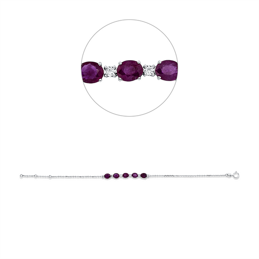 Armband 18 kt WG, mit ZÖ 15 cm + 16 cm, 6 Brill. 0,20 ct, F-si, 5 Rubine 2,27 ct rot