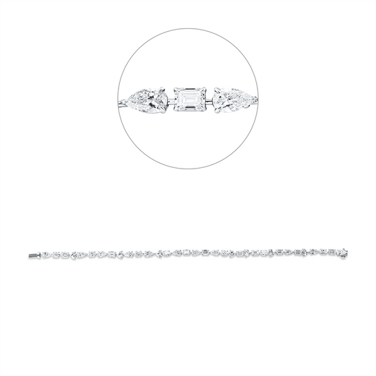 Armband 18 kt WG,14 Fant-Schl 2,86 ct, F-vvs, 11 Tropfen 2,47 ct, F-si, 9 Sm.schliff 2,11 ct, TW-vsi