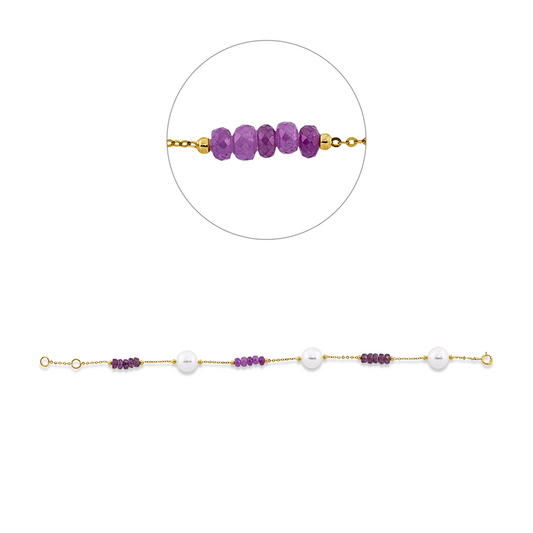 Armband 18 kt GG, mit ZÖ 17,5 cm, 15 Rubine 8,25 ct rot, 3 SW weiß 9 mm