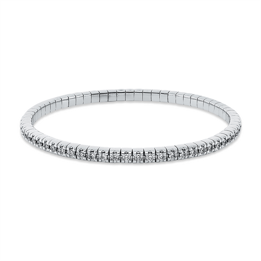 Armband 18 kt WG, Flex-Band, variabel, rhodinier, 65 Brill. 1,92 ct, TW-si