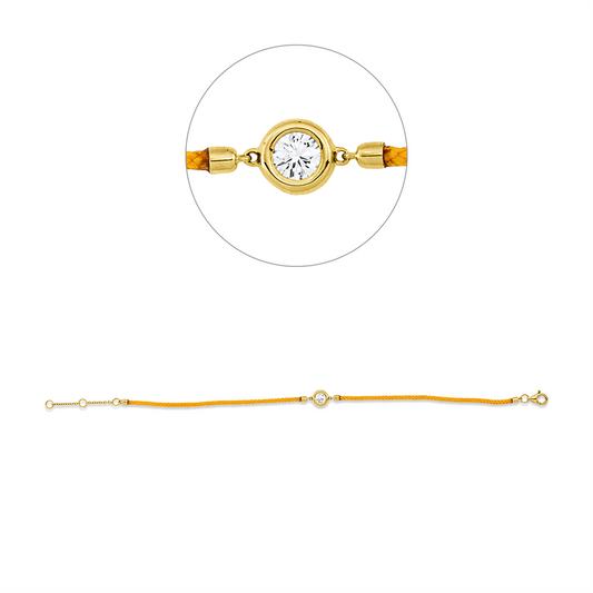 Armband 18 kt GG, organe cord, mit ZÖ 15,16,5cm, 1 Brill. 0,24 ct, TW-si