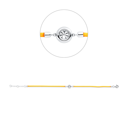 Armband 18 kt WG, orange cord mit ZÖ 15,16,5 cm, 1 Brill. 0,23 ct, TW-si