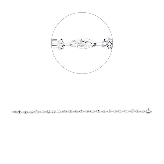 Armband 18KW, 5 Nav.1,25ct, 5 Oval 1,01ct, 5 Tropfen 1,00ct, 4 Brill.0,80ct, 5 Sm.schliff 1,34ct, TW-si