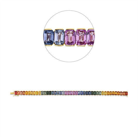 Armband 18 kt RG, 43 Saphire 30,74 ct fancy