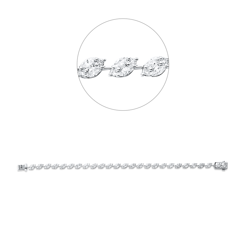 Armband 18 kt WG, 52 Nav. 2,73 ct, TW-vsi, 52 Princ. 0,79 ct, TW-vsi