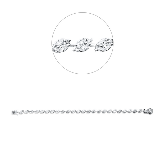 Armband 18 kt WG, 52 Nav. 2,73 ct, TW-vsi, 52 Princ. 0,79 ct, TW-vsi