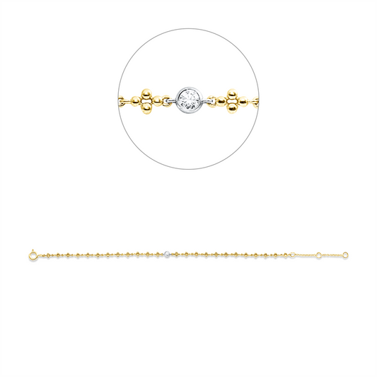 Armband 18 kt GG+WG, mit ZÖ 15.5 cm + 18 cm, 1 Brill. 0,06 ct, TW-pi