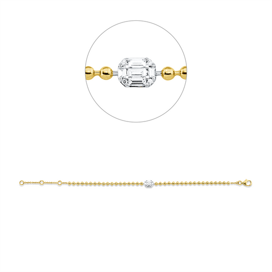 Armband 18 kt GG+WG, mit ZÖ 15.5 cm + 18 cm, 4 Brill. 0,02 ct, TW-pi, 5 Bag. 0,22 ct, TW-pi