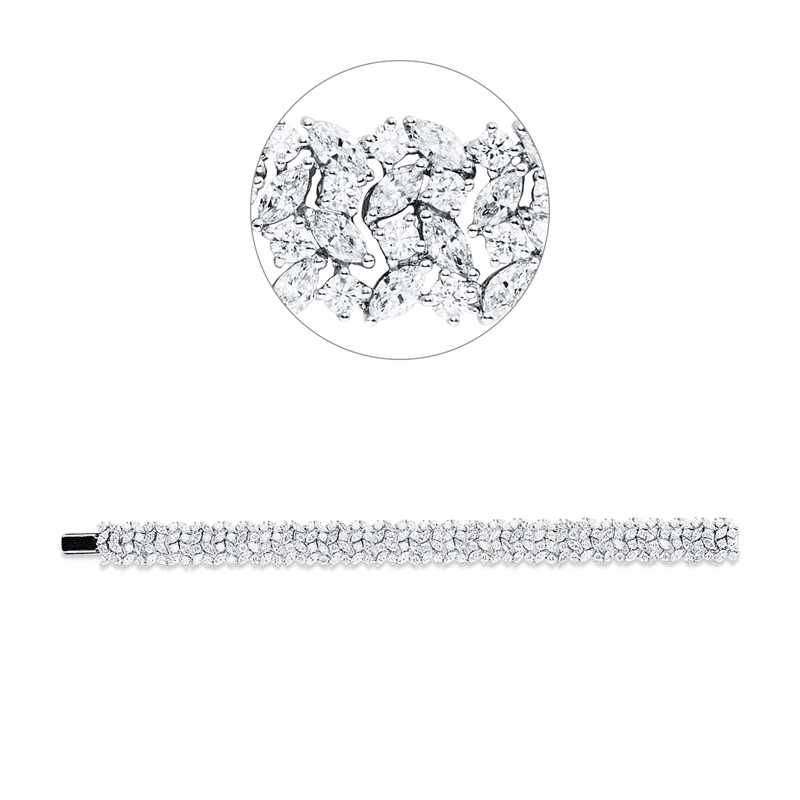 Armband 18 kt WG, 112 Brill. 5,28 ct, D/TW-vsi/si, 112 Nav. 9,51 ct, D/TW-vsi/si