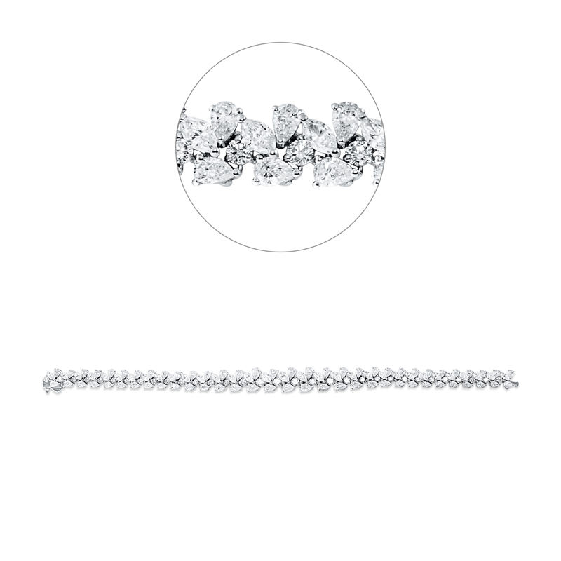 Armband 18 kt WG, 32 Nav. 3,66 ct, F-vsi/si, 64 Tropfen 6,60 ct, F-vsi/si, 32 Brill. 1,96 ct, F-vsi/si
