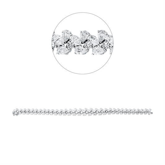 Armband 18 kt WG, 32 Nav. 3,66 ct, F-vsi/si, 64 Tropfen 6,60 ct, F-vsi/si, 32 Brill. 1,96 ct, F-vsi/si