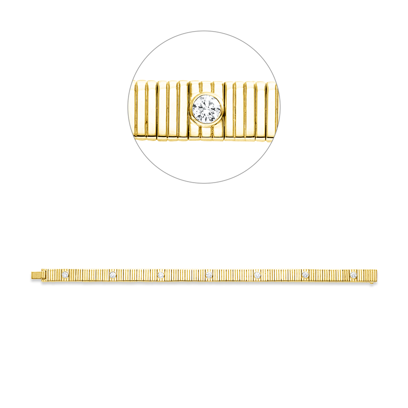 Armband 18 kt GG, 7 Brill. 0,85 ct, TW-si