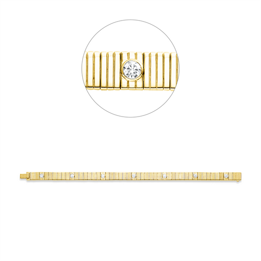 Armband 18 kt GG, 7 Brill. 0,85 ct, TW-si
