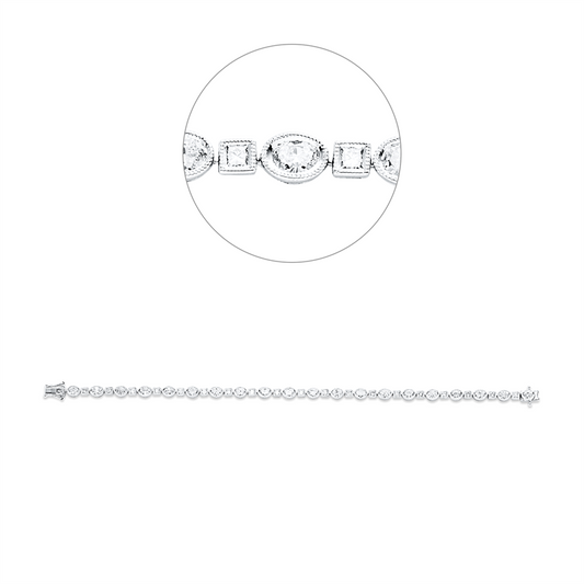 Armband 18 kt WG, 20 Princ. 0,74 ct, TW-vsi, 20 Oval 2,83 ct, TW-vsi