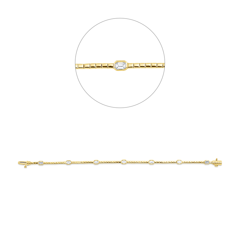 Armband 18 kt GG, 7 Sm.schliff 1,42 ct, TW-si