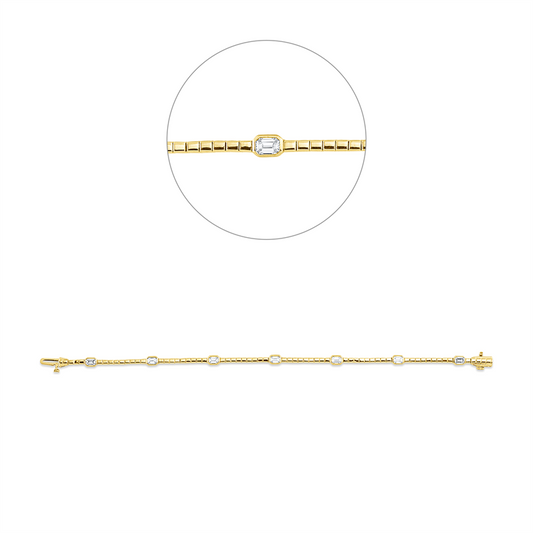 Armband 18 kt GG, 7 Sm.schliff 1,42 ct, TW-si