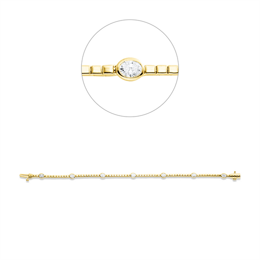 Armband 18 kt GG, 7 Oval 1,29 ct, TW-si