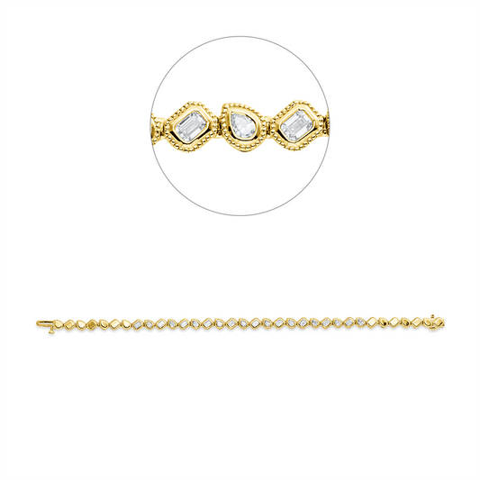 Armband 18 kt GG, 10 Sm.schliff 0,87 ct, TW-si, 10 Tropfen 0,56 ct, TW-si