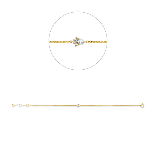 Armband 18 kt GG, mit ZÖ 15,5 cm + 16,5 cm, 1 Brill. 0,09 ct, W-si, 3 Brill. 0,04 ct, W-si