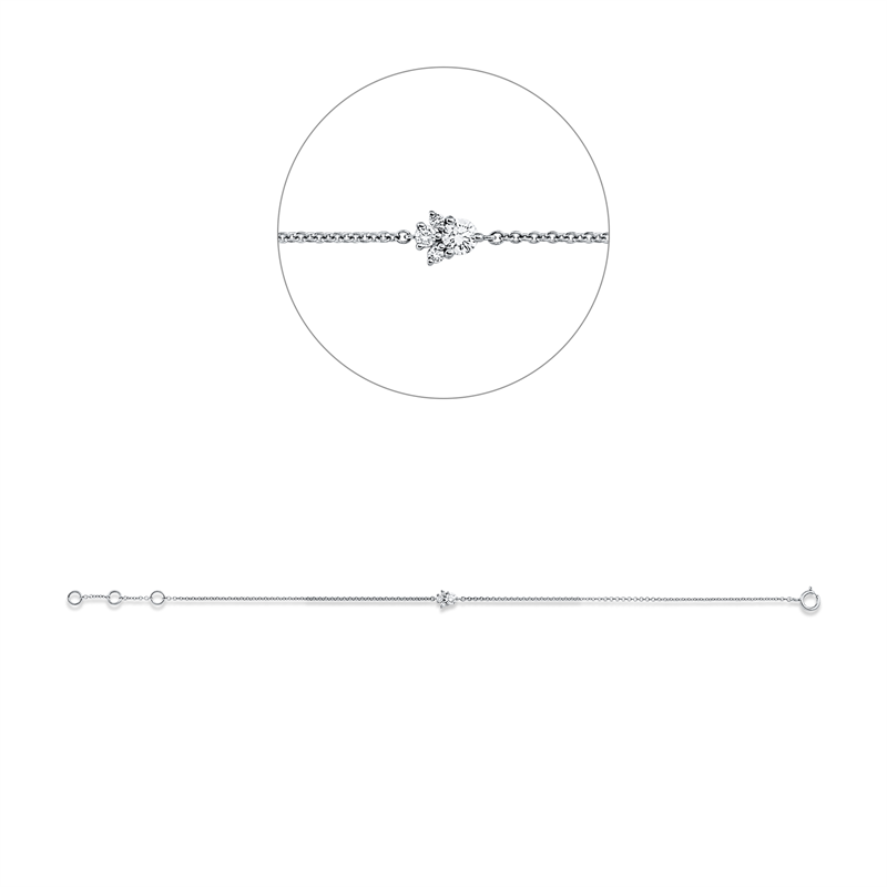 Armband 18 kt WG, mit ZÖ 15,5 cm + 16,5 cm, 1 Brill. 0,08 ct, W-si, 3 Brill. 0,04 ct, W-si