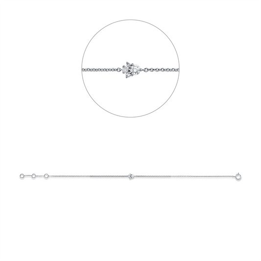 Armband 18 kt WG, mit ZÖ 15,5 cm + 16,5 cm, 1 Brill. 0,08 ct, W-si, 3 Brill. 0,04 ct, W-si
