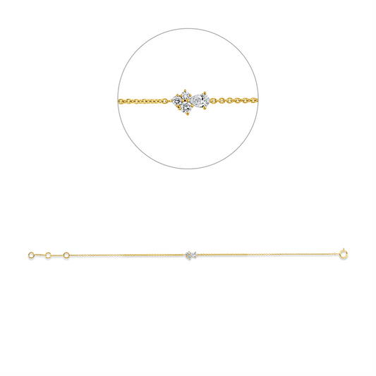 Armband 18 kt GG, mit ZÖ 15,5 cm + 16,5 cm, 1 Tropfen 0,09 ct, TW-si, 3 Brill. 0,08 ct, W-si