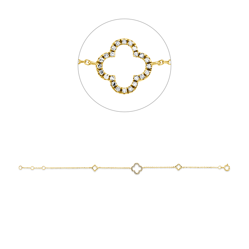 Armband 18 kt GG, mit ZÖ 16 cm + 17 cm, 24 Dia. 0,07 ct, TW-si